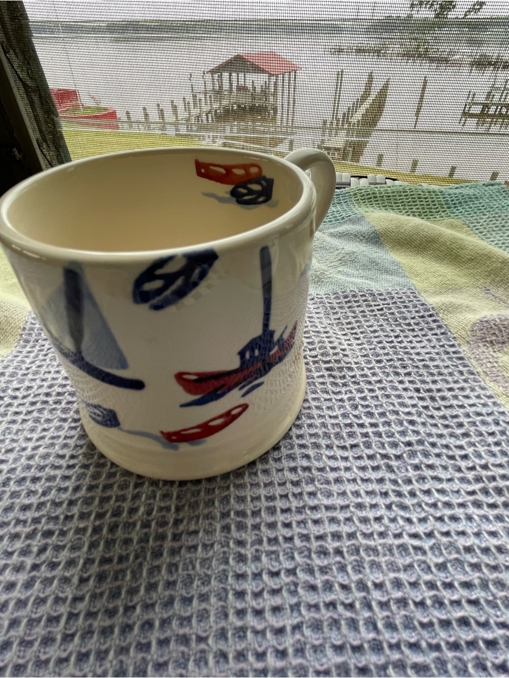 Two Emma Bridgewater Nautical Ceramic Mug – Blue & Red Seabird and Boat Design - Picture 9 of 10